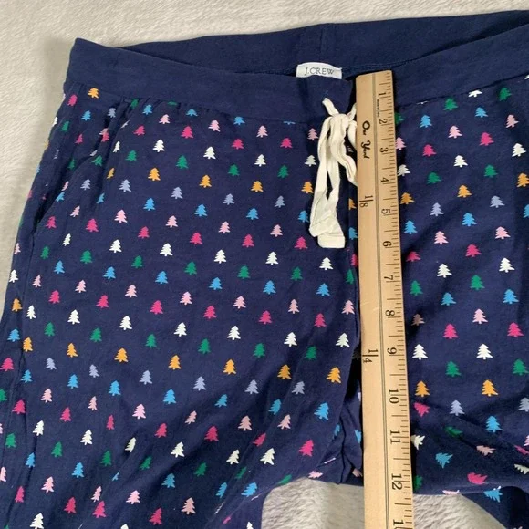 J.Crew Pajama Set Womens XL Blue‎ Christmas Tree Print Henley Top Joggers Cotton - Picture 11 of 16